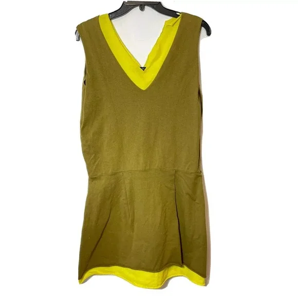 Opening Ceremony Sleeveless Mini Dress Womens S Yellow Green V-Neck - Picture 1 of 6